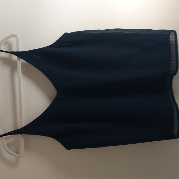 Banana Republic Tops - Banana Republic Navy Blue V Neck Polka Dot Textured Lined Sleeveless Top M